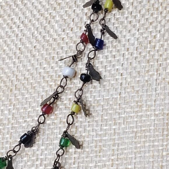 VINTAGE Bronze and Seed Bead Delicate Single Strand Necklace - Picture 3 of 8